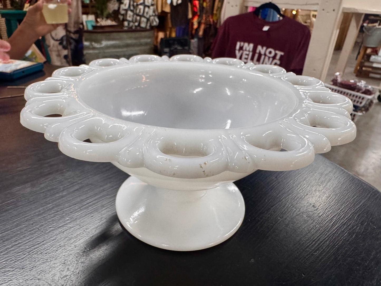 Anchor Hocking Mlk Glass Pedestal Compote