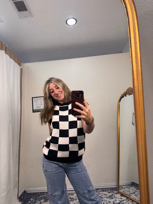 Checkered Print Sweater