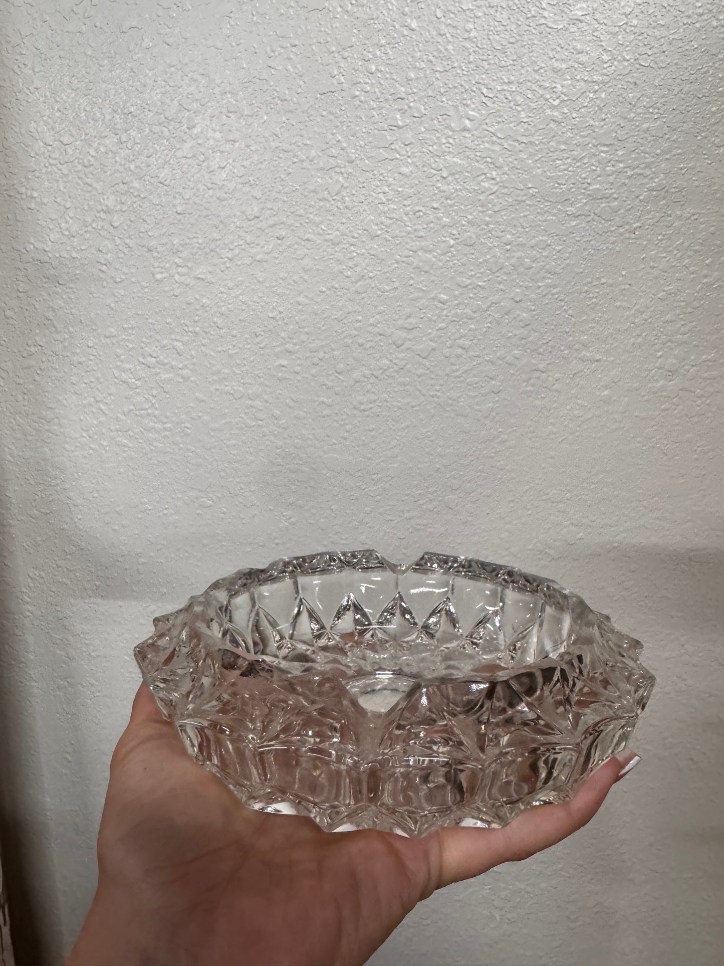Mid Century Lead Crystal Cut Ashtray