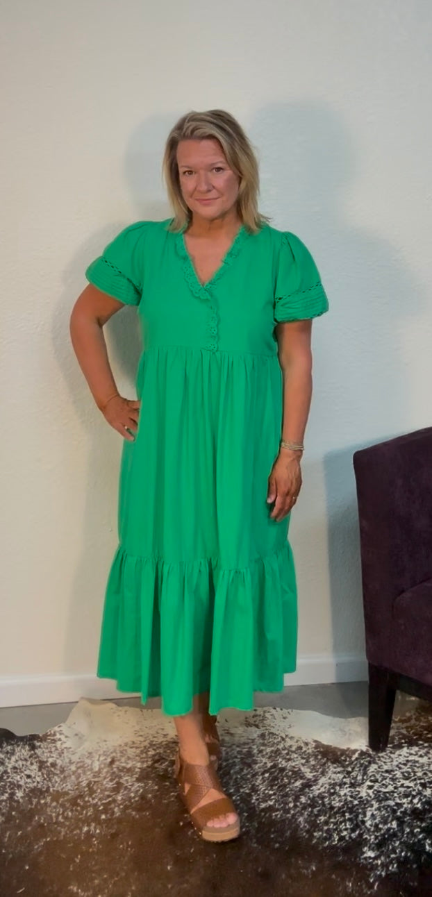Lace Trim Midi Dress