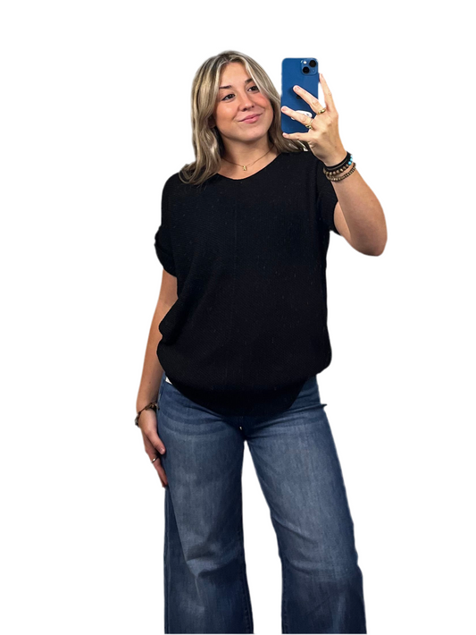 Center Seam Short Sleeve Sweater