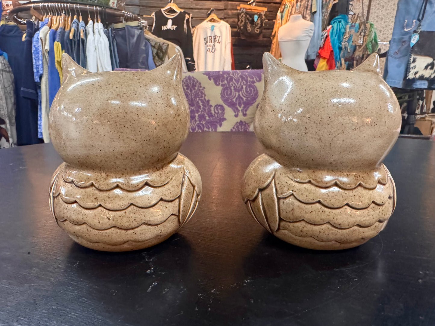 Hand-painted 70s Owl Tealight Holder/Luminary