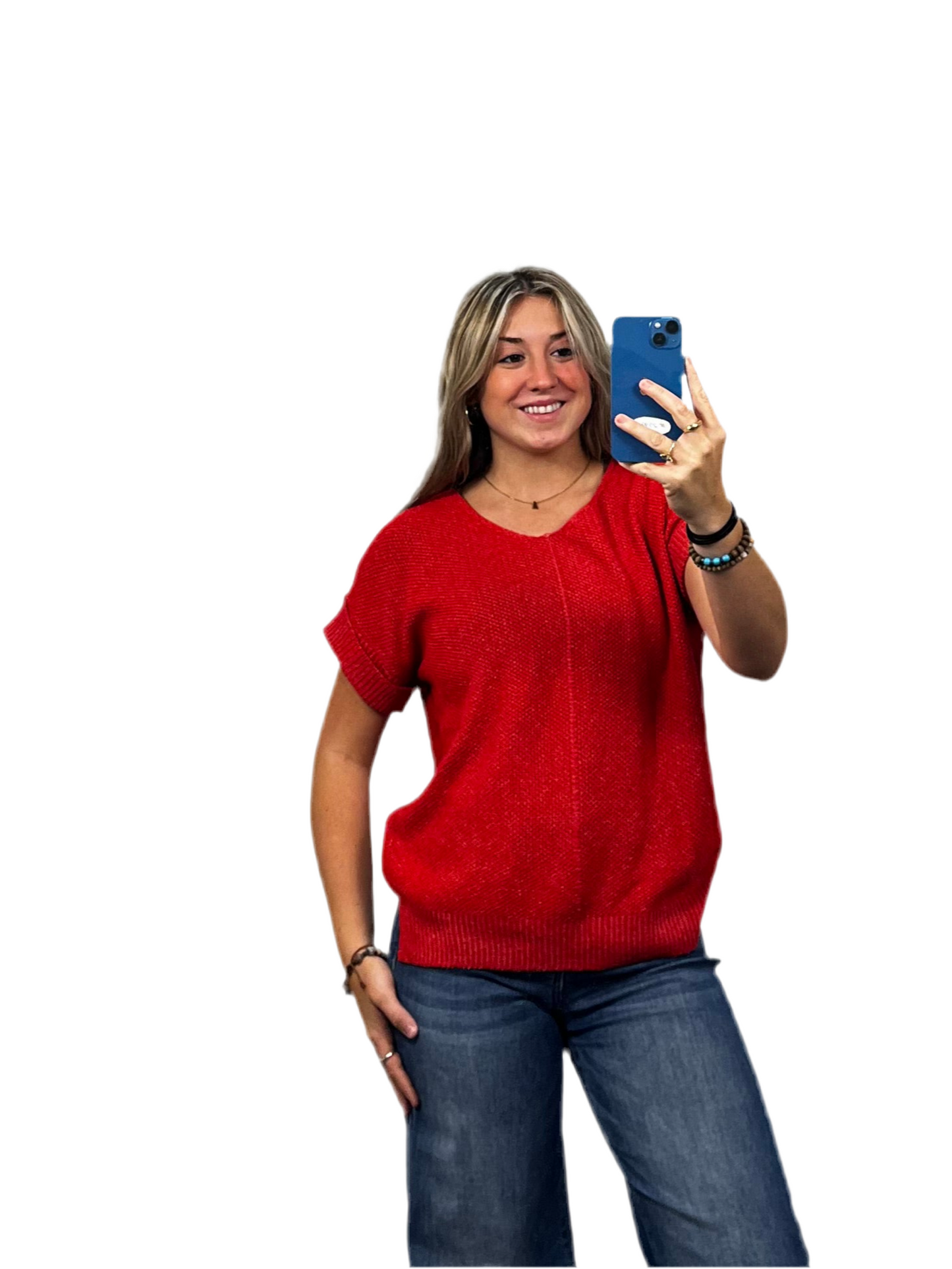 Center Seam Short Sleeve Sweater