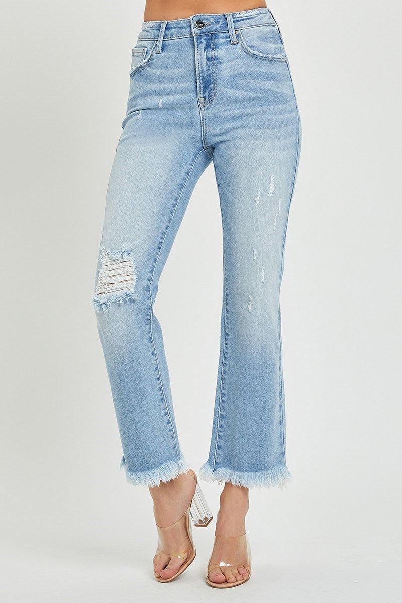 Crop Frayed Jeans