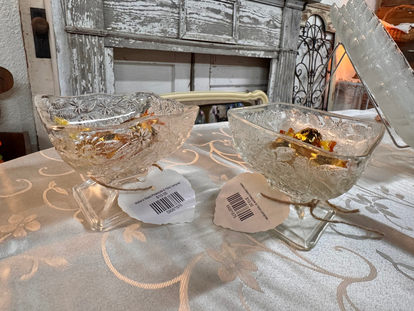 Indiana Glass Pineapple & Flora Compote