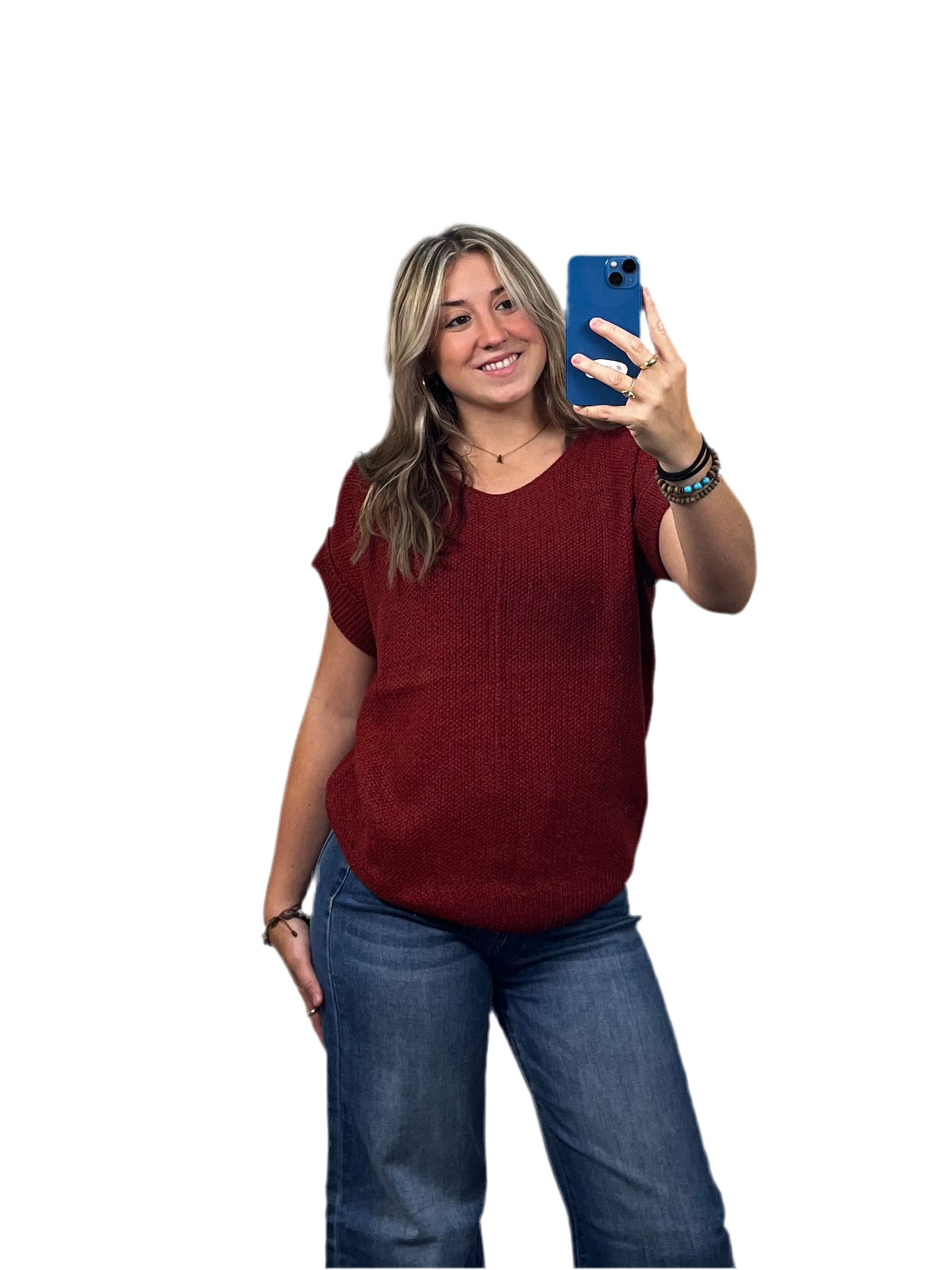 Center Seam Short Sleeve Sweater