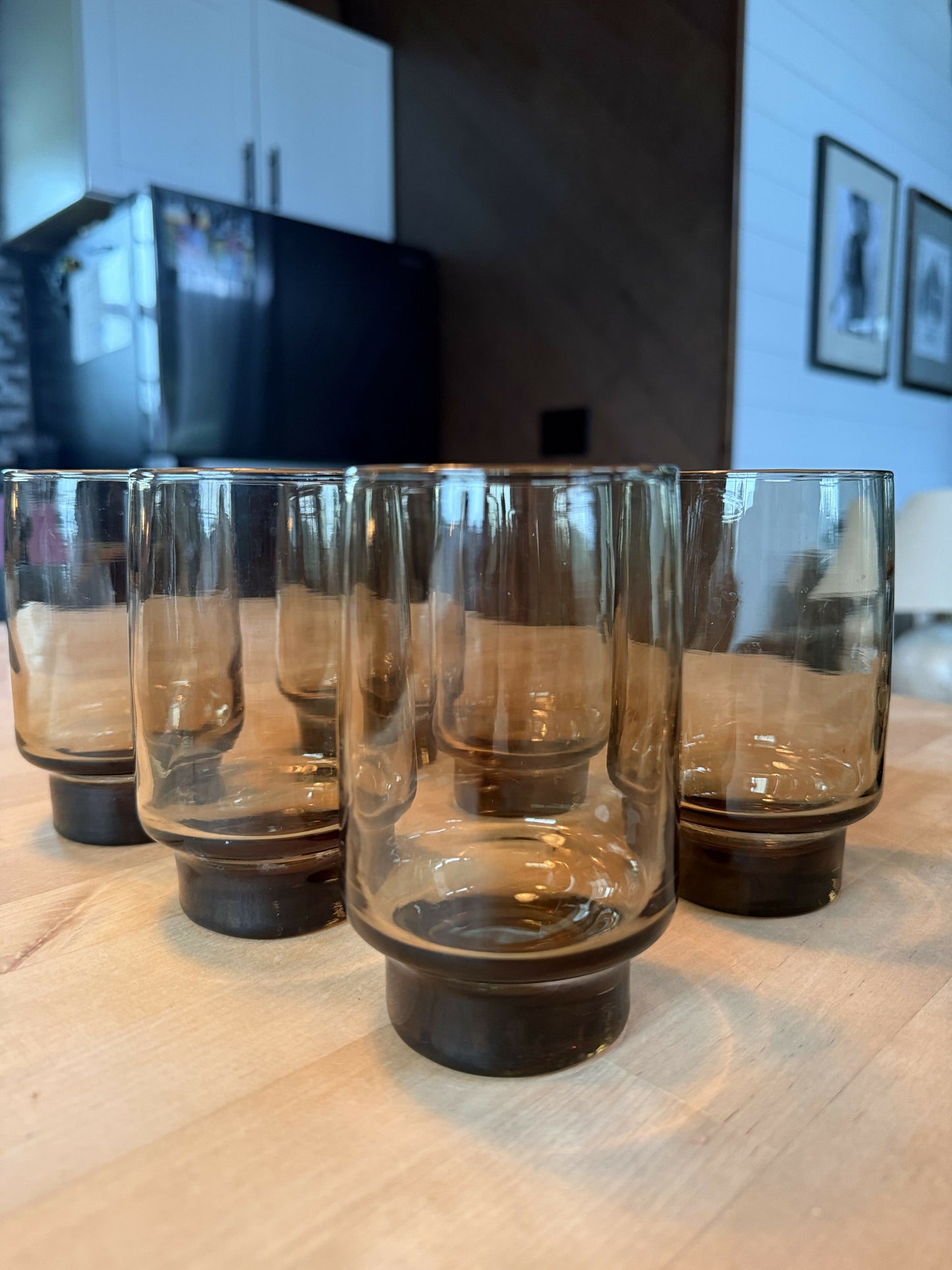 Amber drinking glasses (SOLD AS SET OF 4)