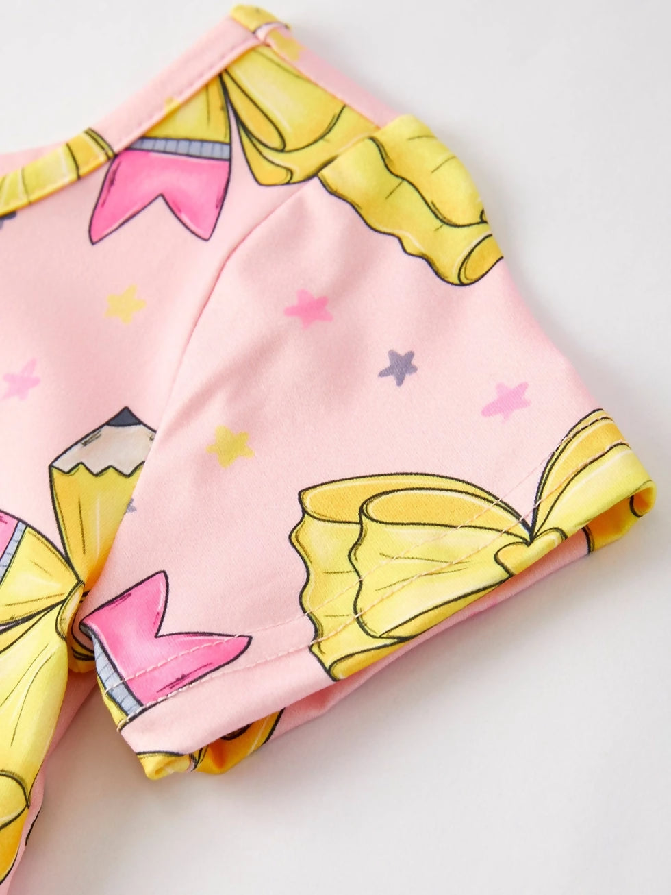 Yellow Bow Print Girls Dress