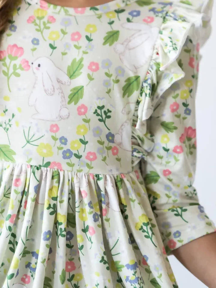 No Bunny Like You Sleeve Ruffle Twirl Dress