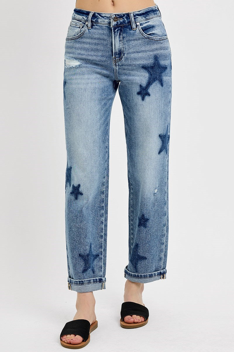 Boyfriend Star Cuffed Jeans