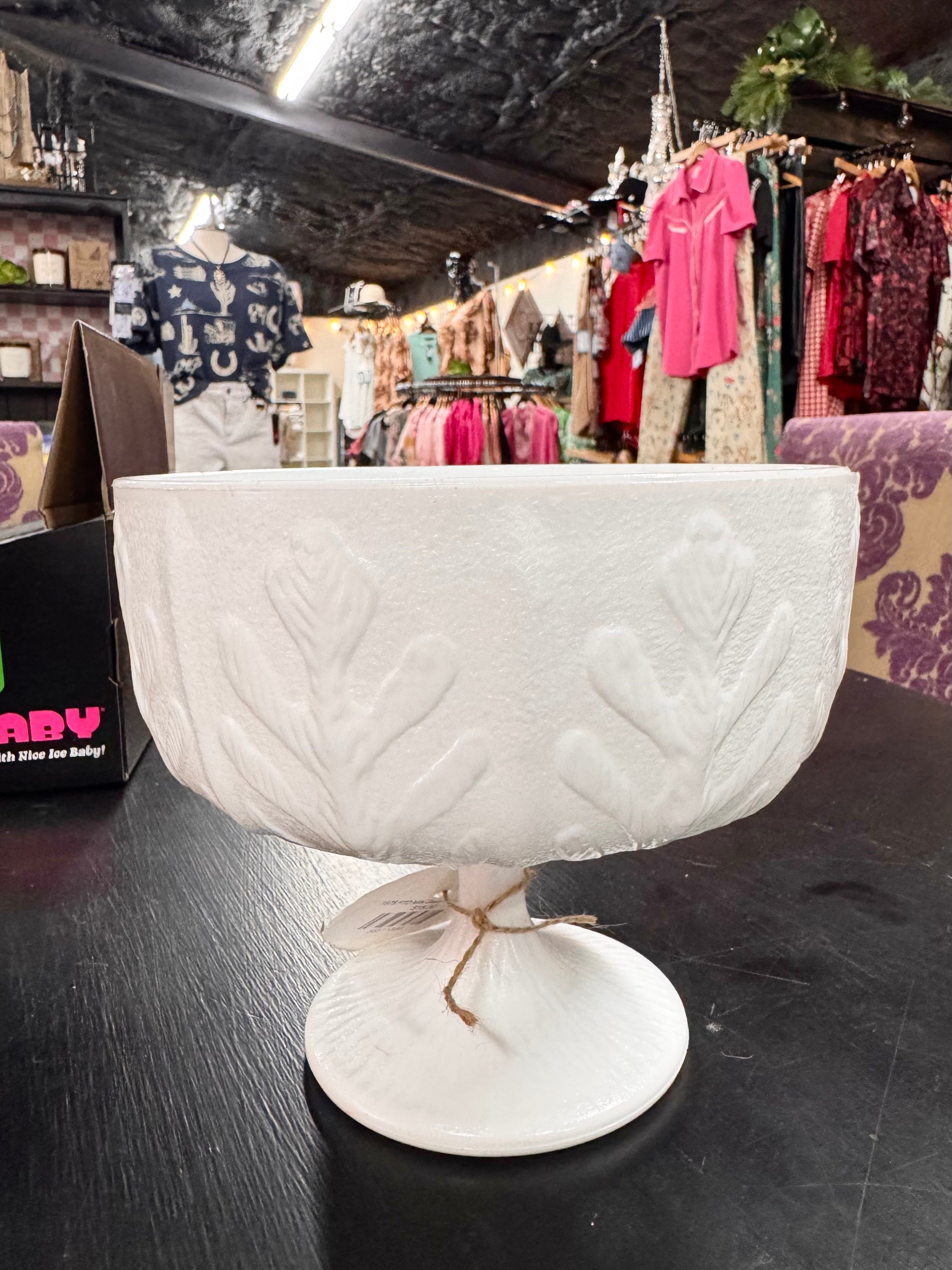 1975 FTD Milk Glass Pedestal Bowl