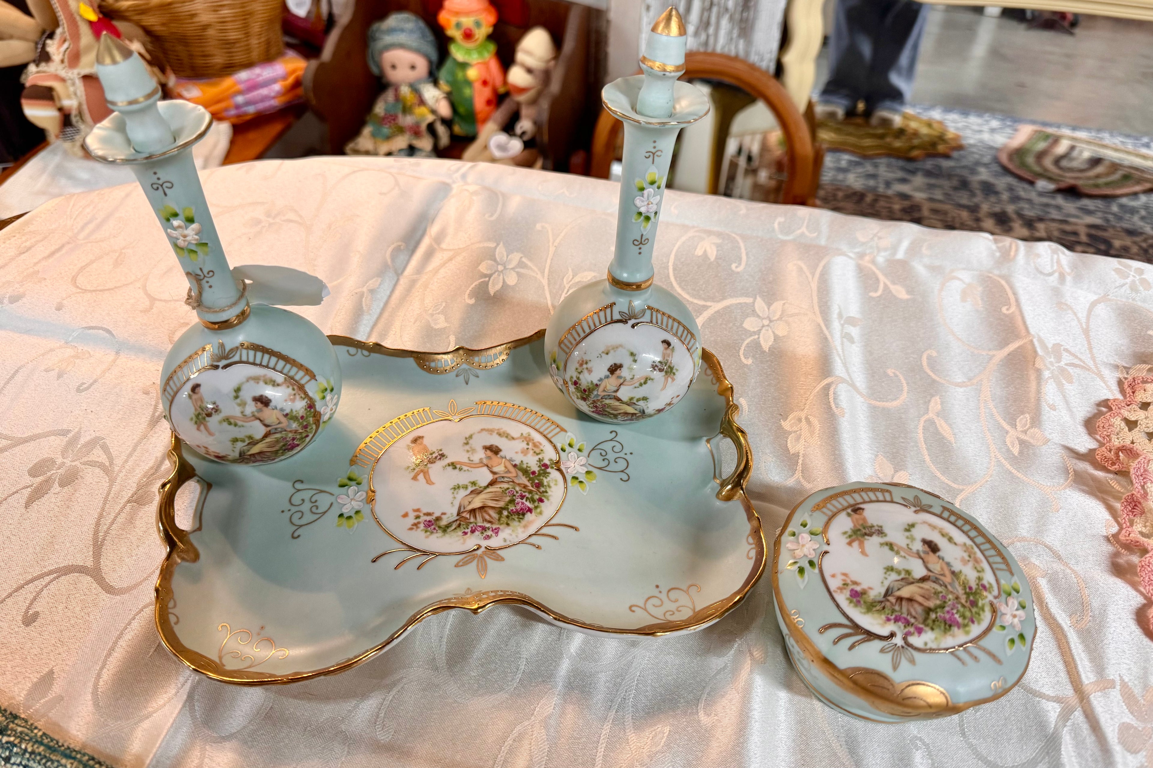 1940s Ardalt Japan Porcelain Vanity Dresser Set