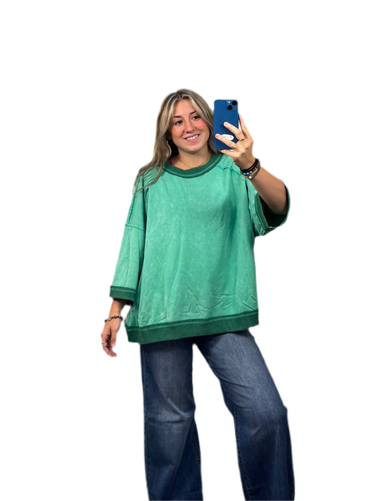 Mineral Washed Over Size Top