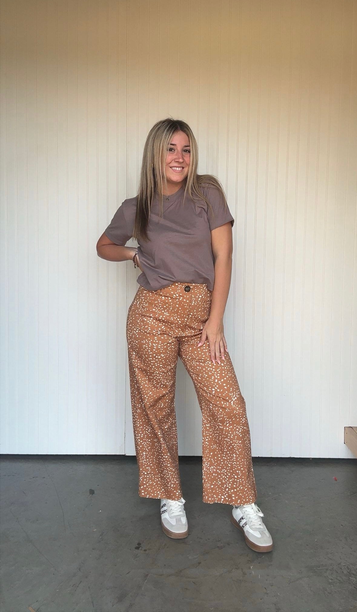 Fawn Print Wide Leg Crop Pant