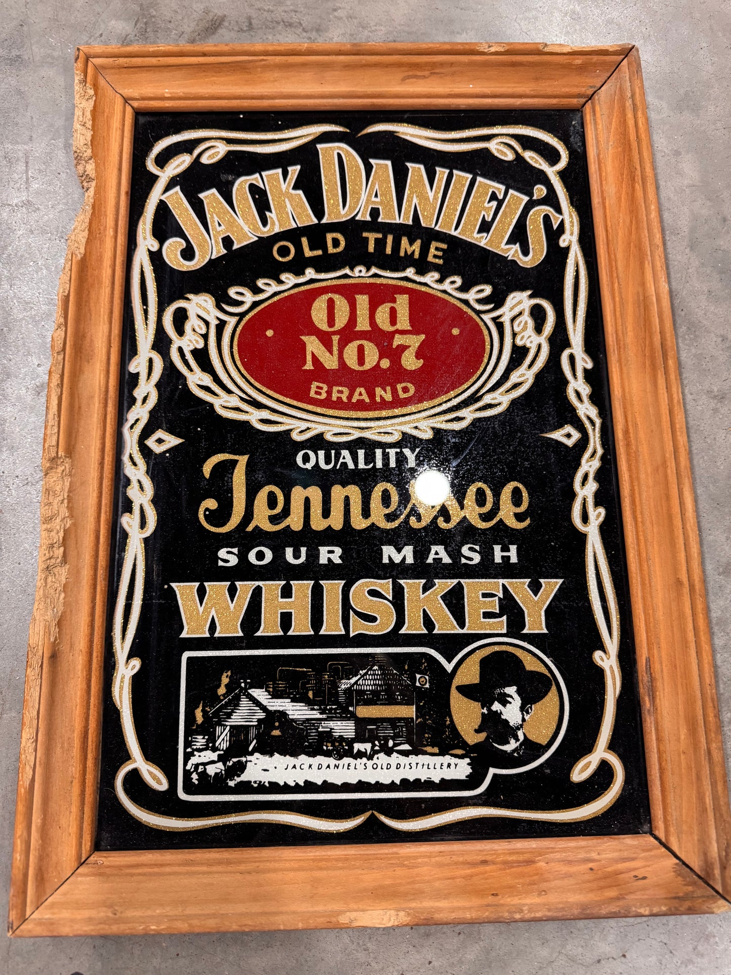 1970s Jack Daniel's Old No. 7 Carnival Mirror