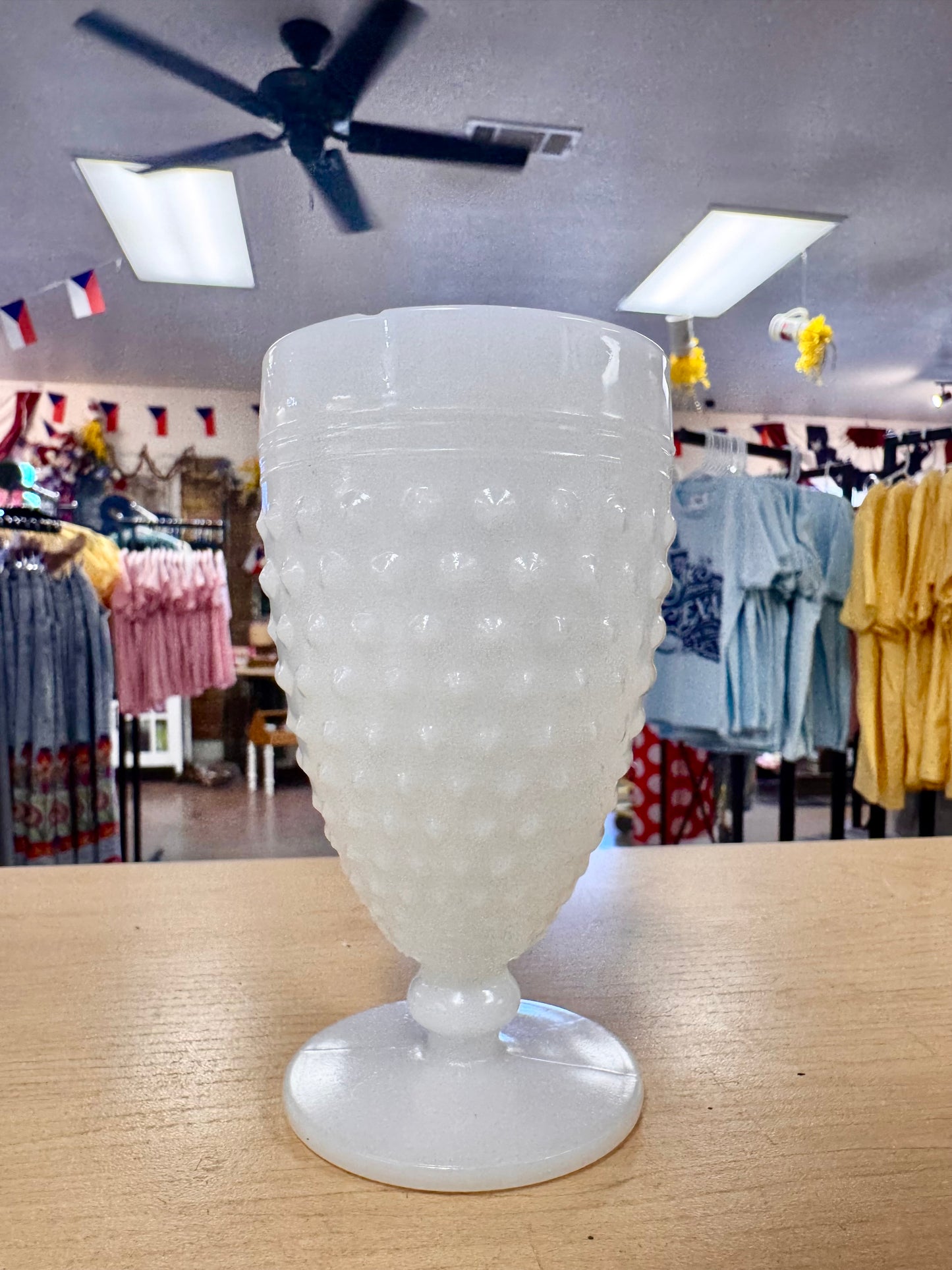 1960s Hobnail Milk Glass Water Goblets