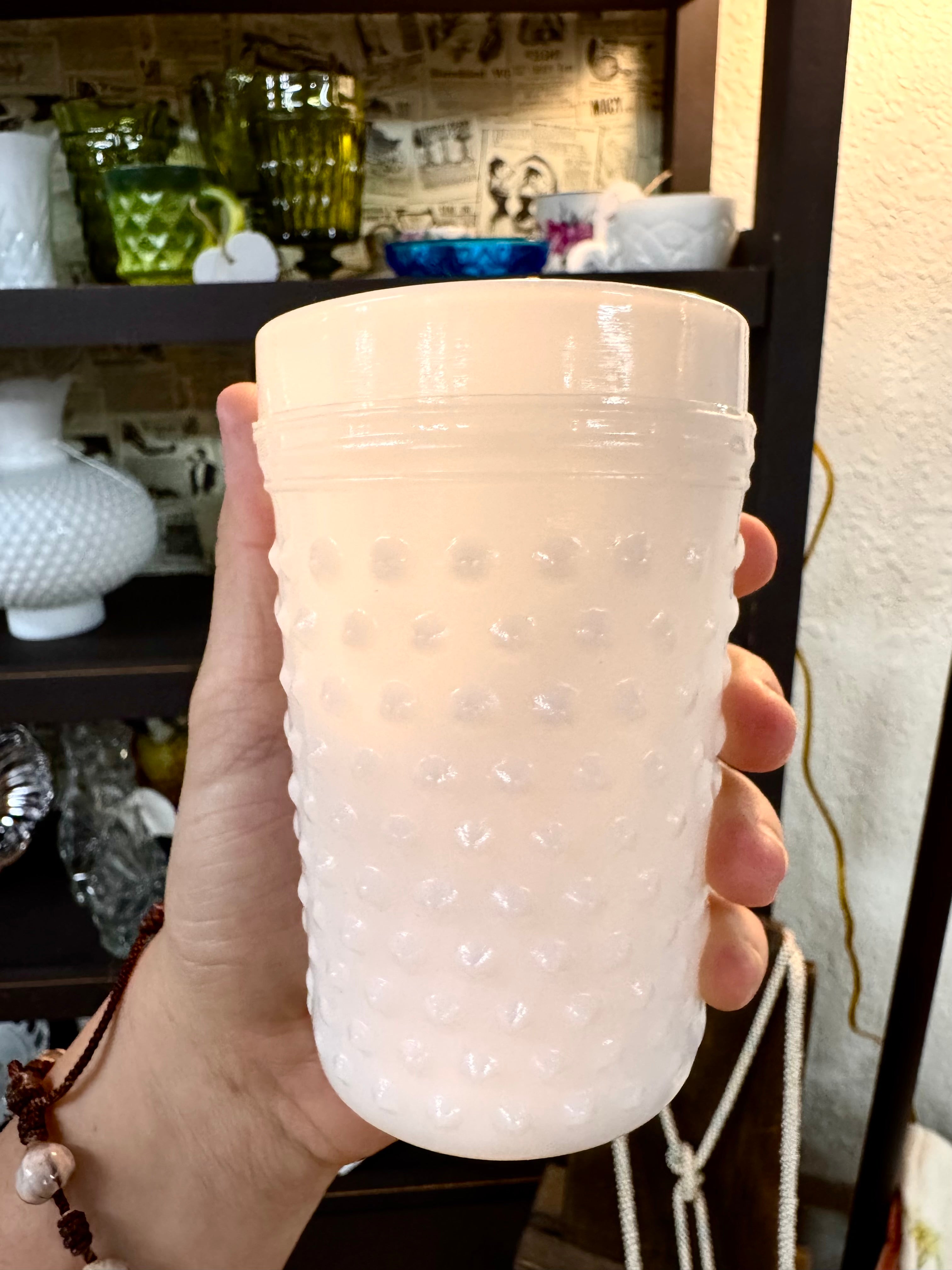 Anchor Hocking Milk Glass Hobnail Tumbler