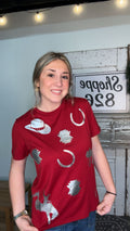 Red Western silver appliqué tee