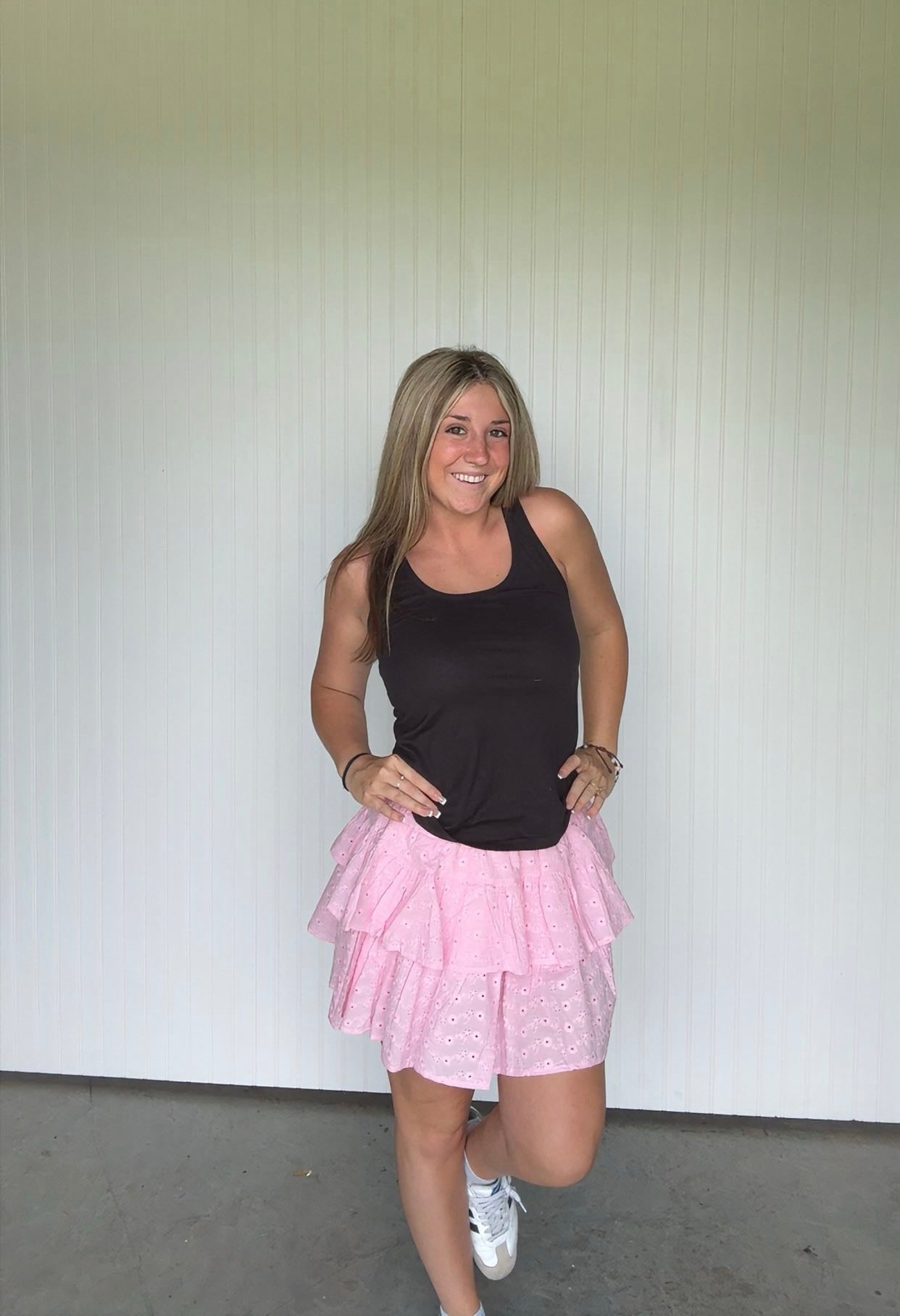 Eyelet Ruffle Skirt with shorts lining