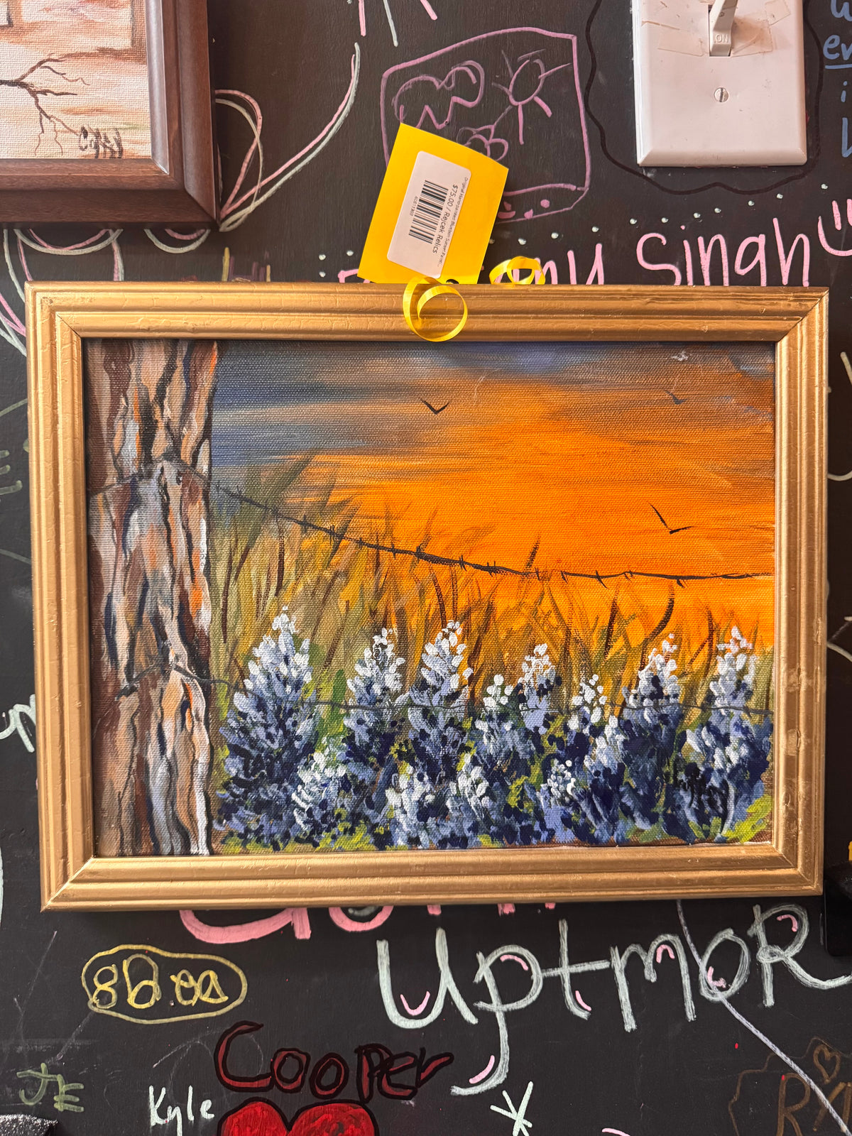 Original Hand-painted Bluebon Sunset Painting