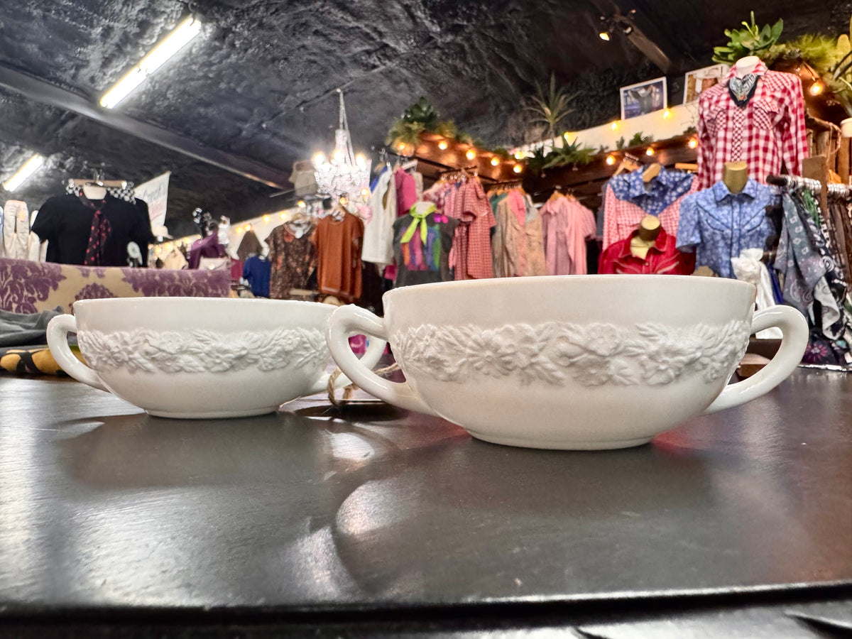 1930s Vitrock Milk Glass Cream Soup Bowls