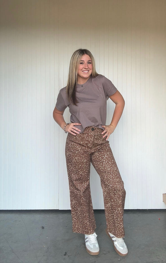 Fawn Print Wide Leg Crop Pant