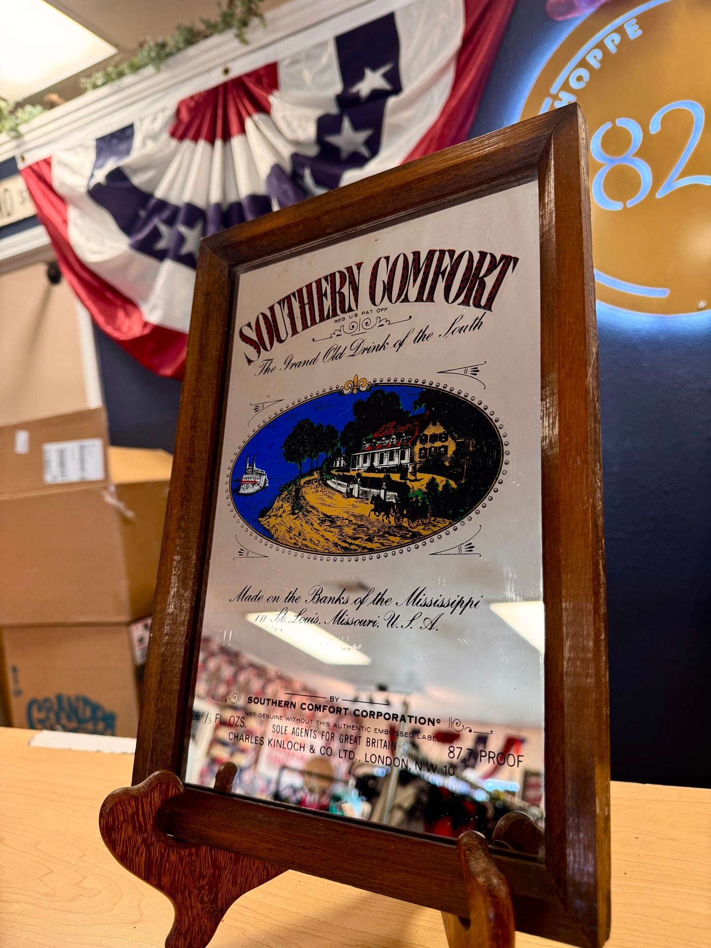 1970s Southern Comfort Riverboat Mirror
