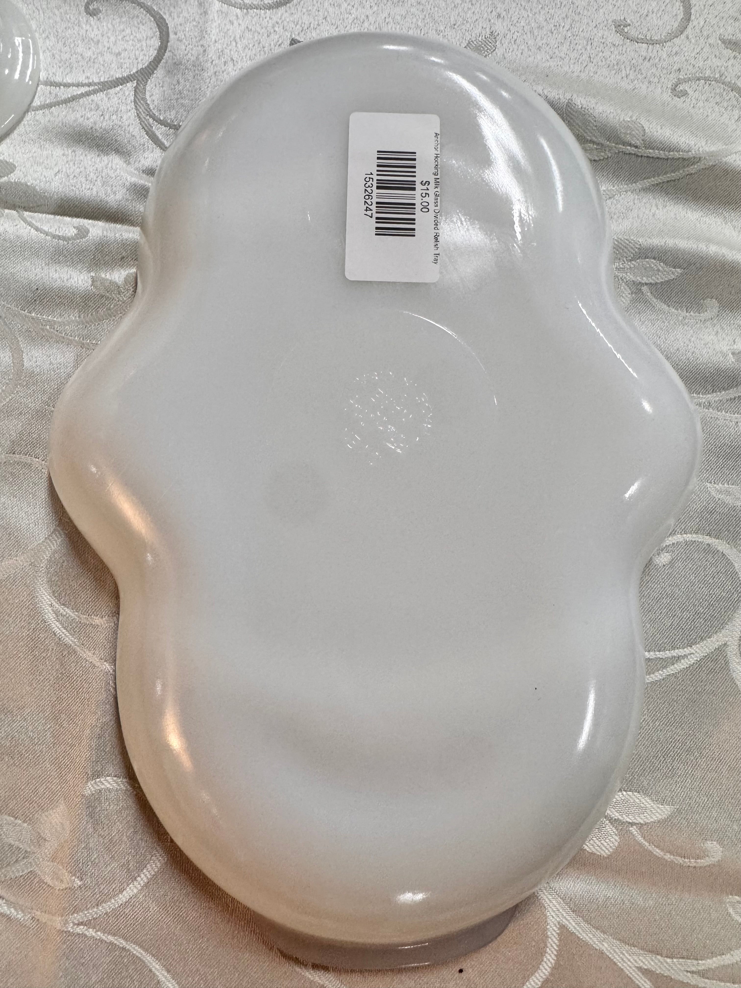 Anchor Hocking Milk Glass Divided Relish Tray
