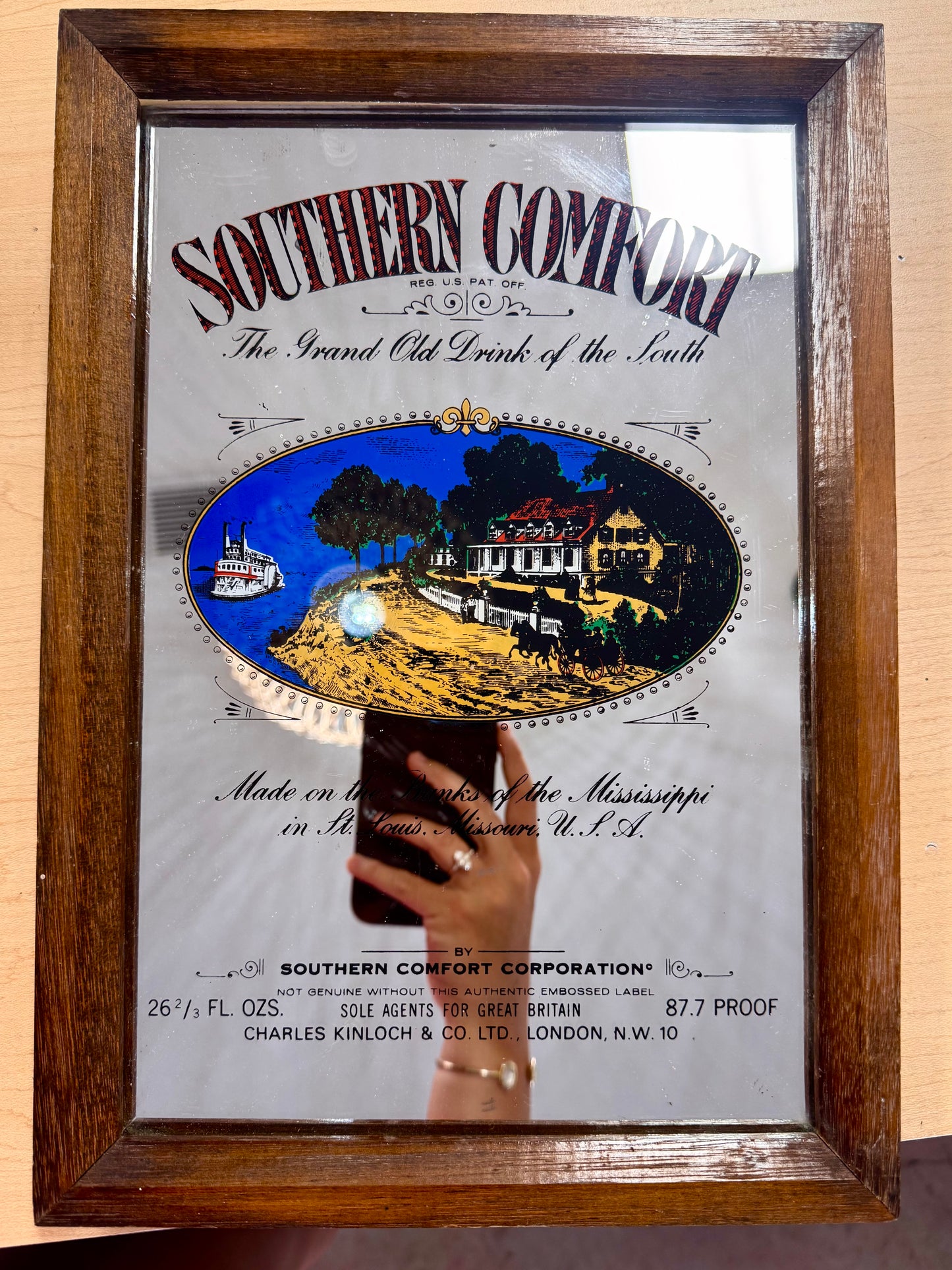1970s Southern Comfort Riverboat Mirror