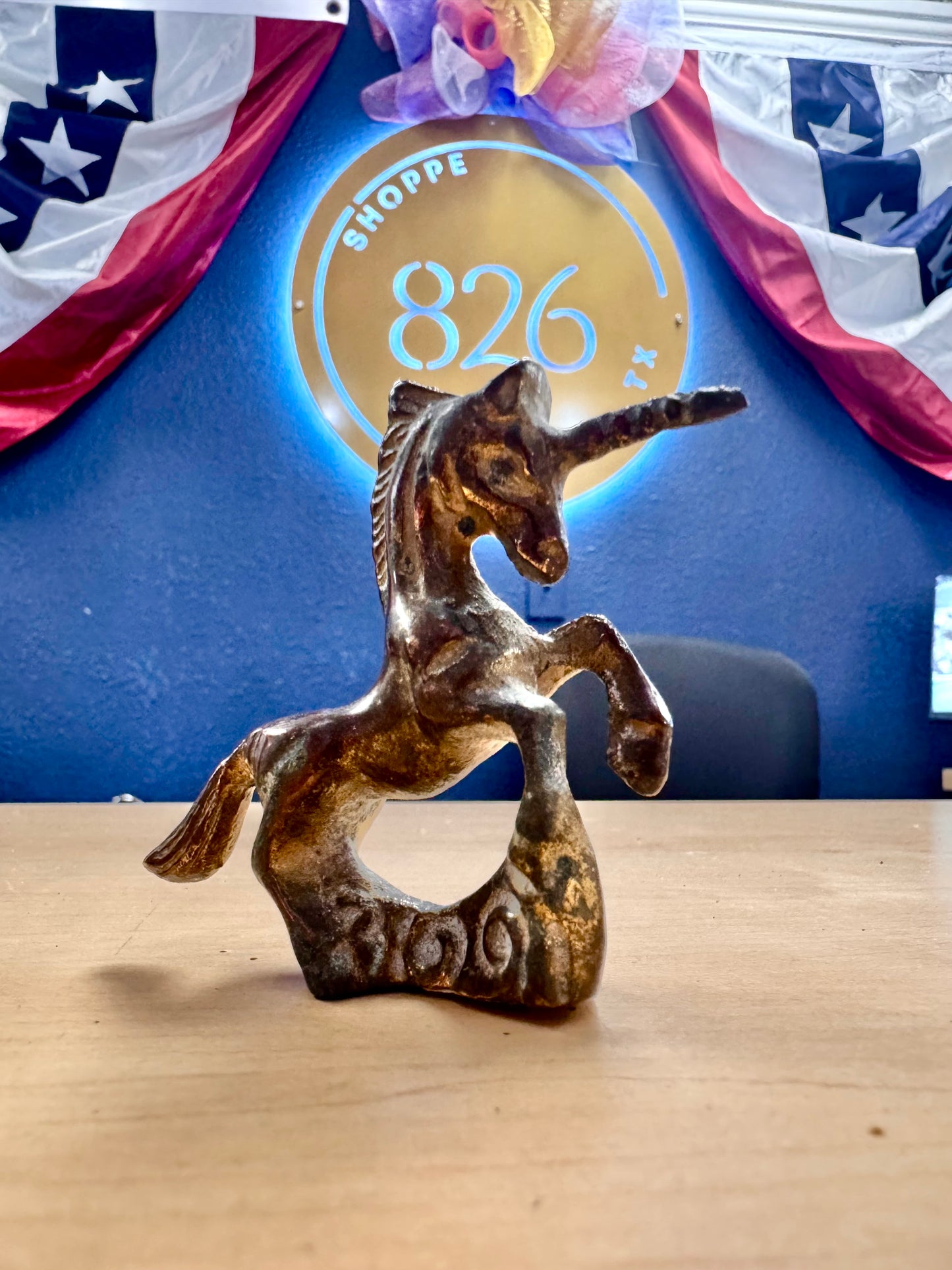 1970s Solid Brass Unicorn Figurine