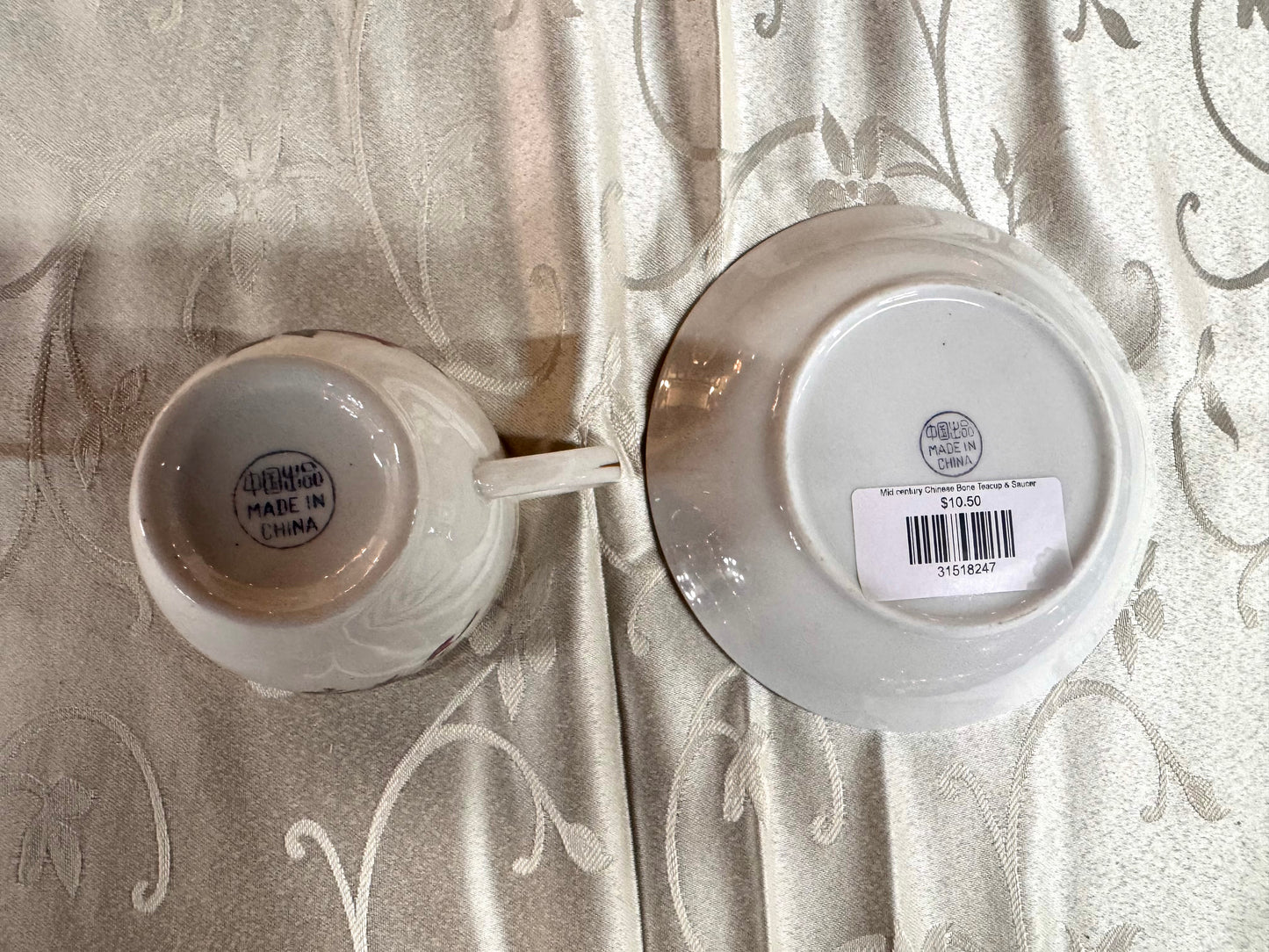 Mid century Chinese Bone Teacup & Saucer
