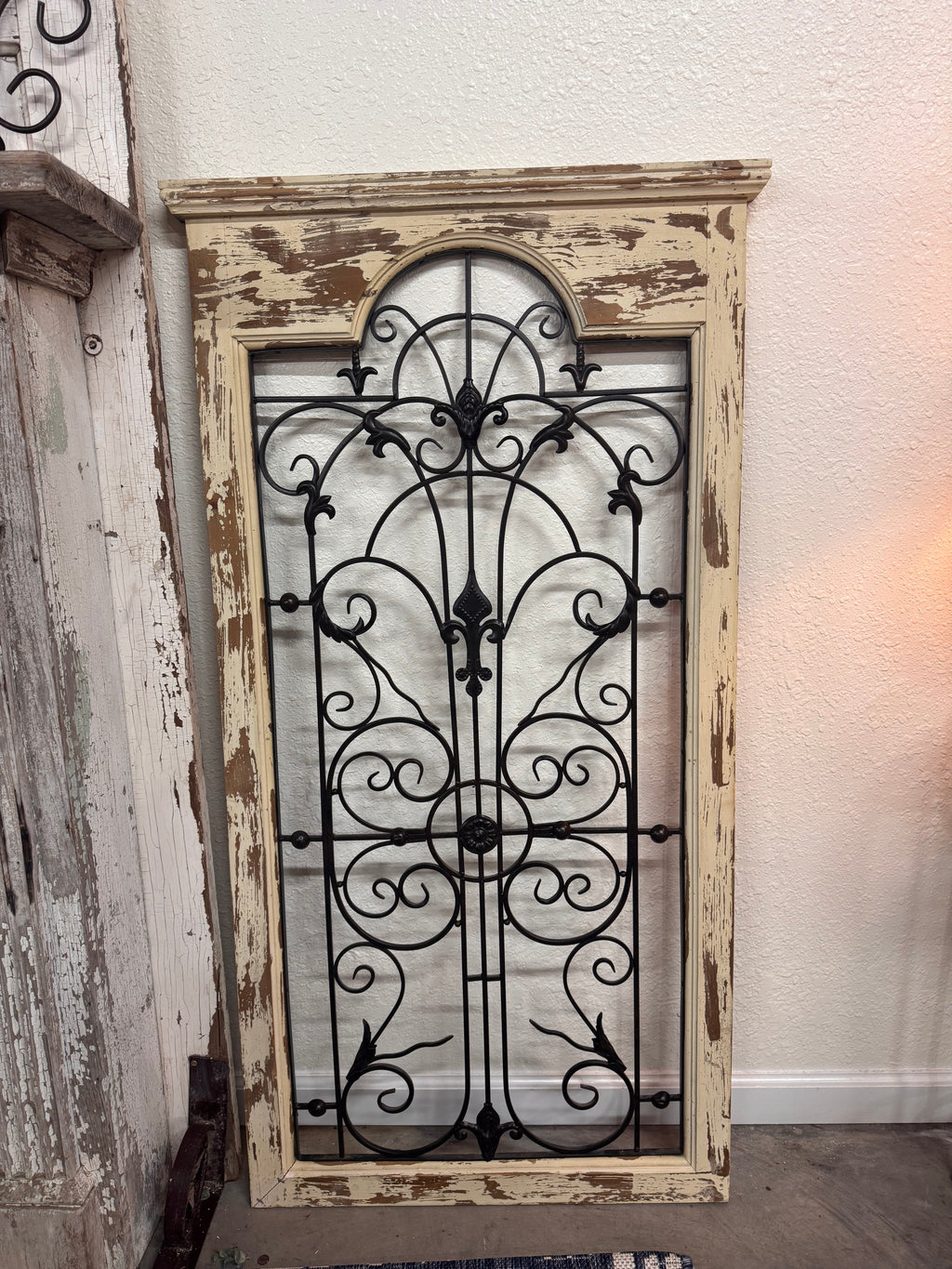 Wood & Metal Distressed Window Panel Decor