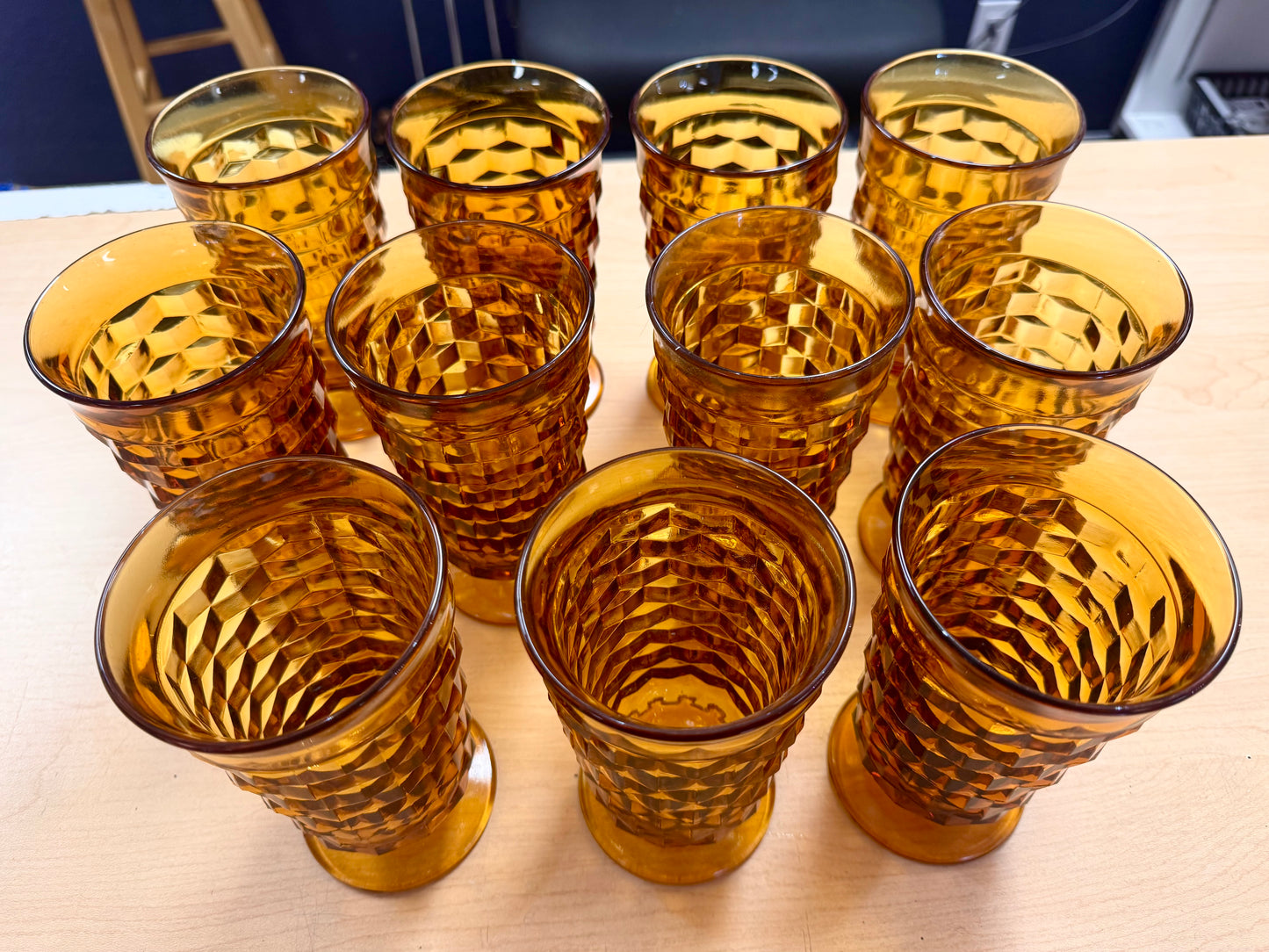 60s Amber Iced Tea Pedestal Tumbler Set (11)