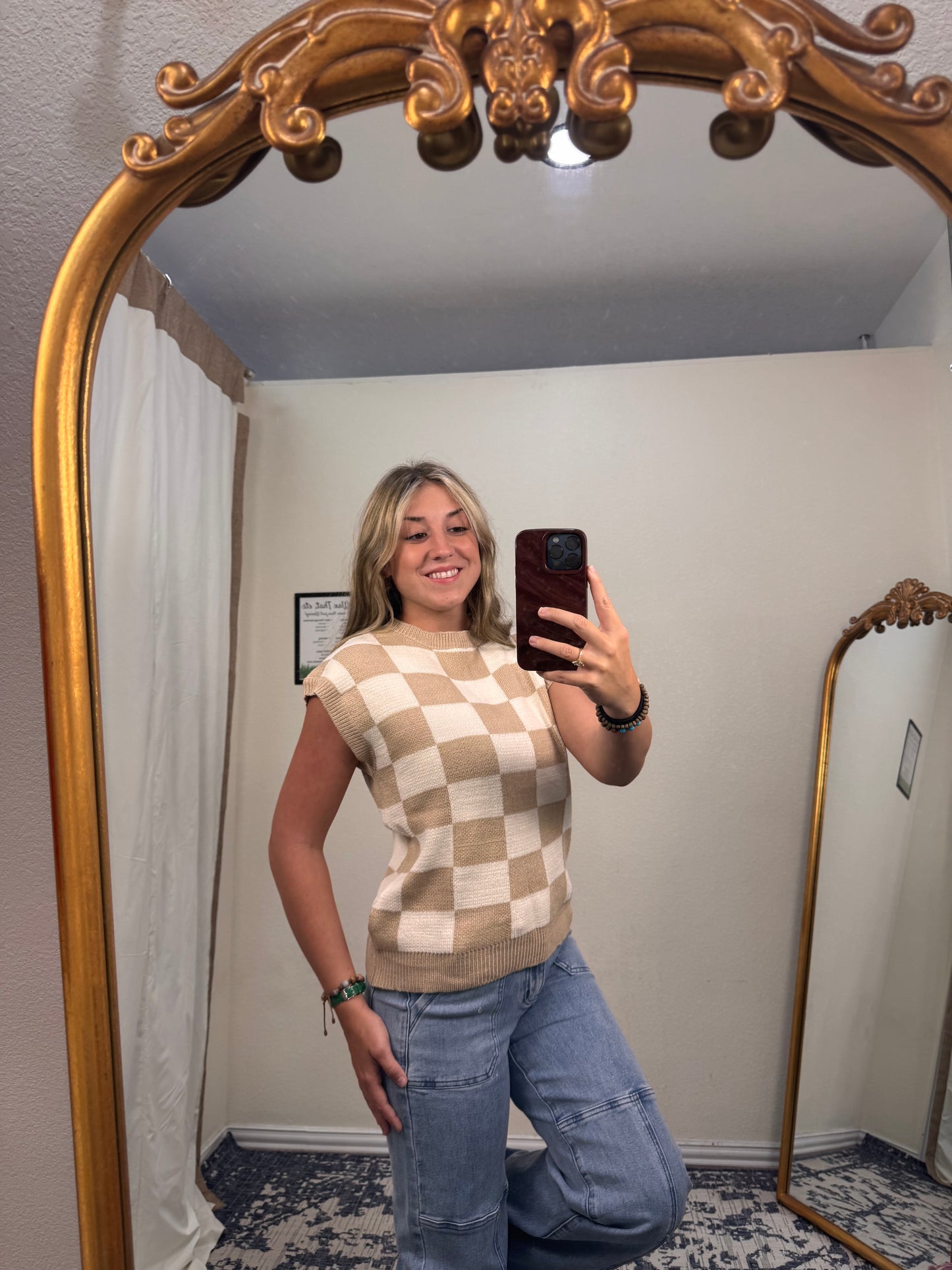 Checkered Print Sweater