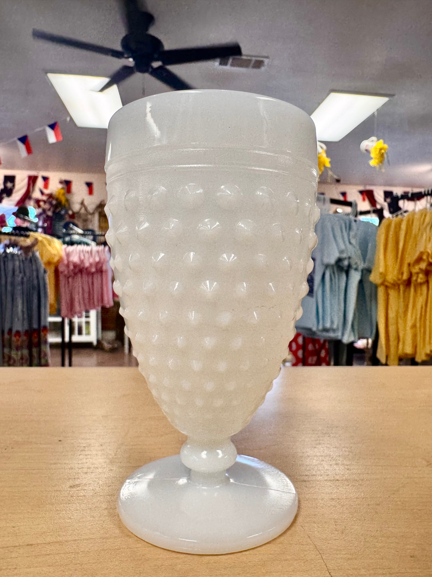 1960s Hobnail Milk Glass Goblet