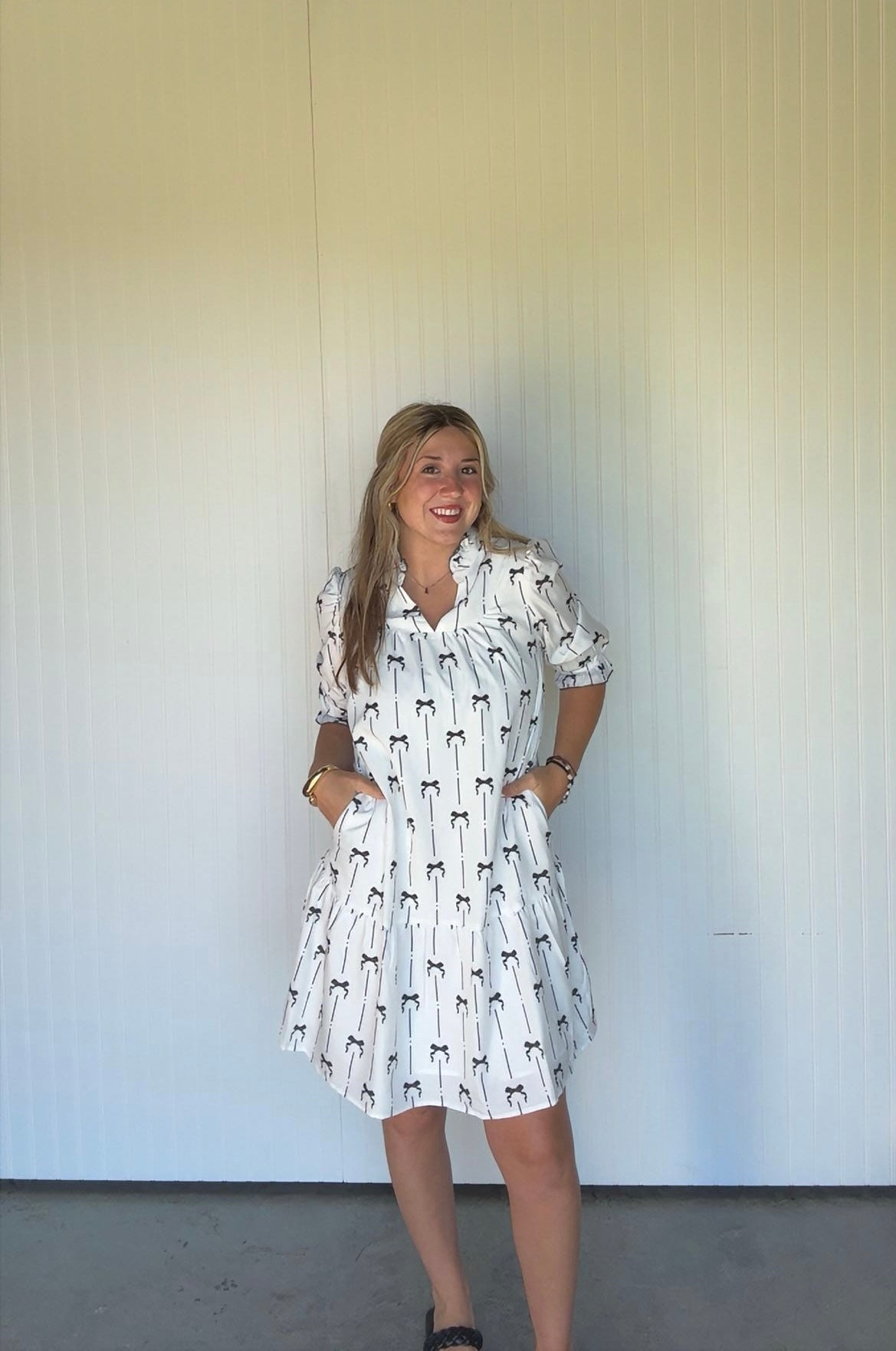 606 b line bow ruffle dress