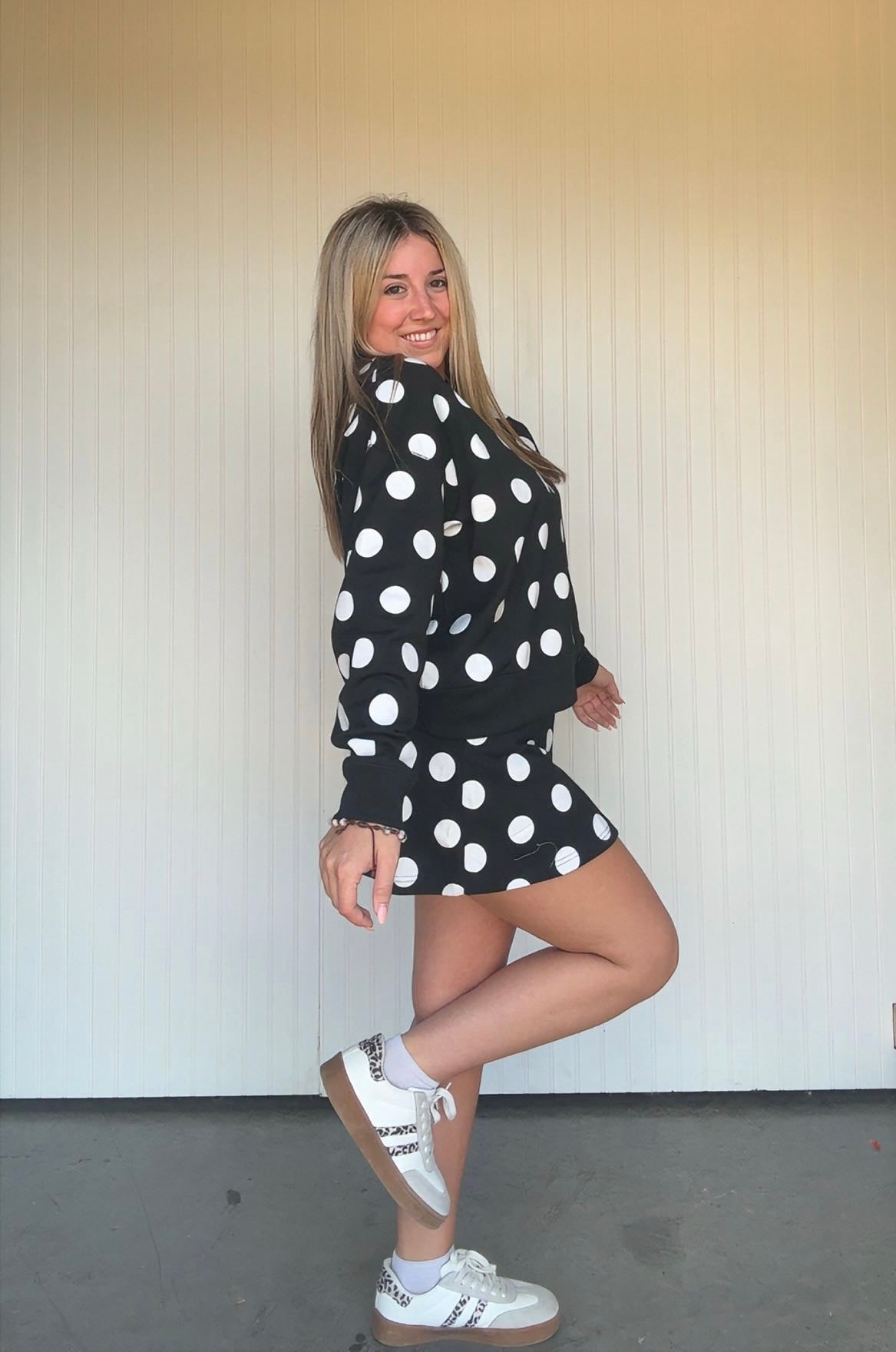 Polka Dot Sky Pullover Skort Set