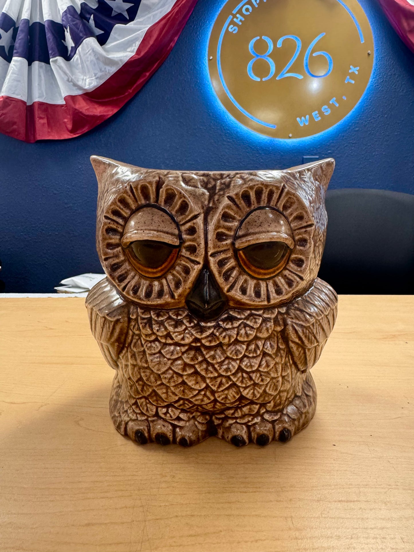 1970 Double-sided Sleepy Faced Owl Planter