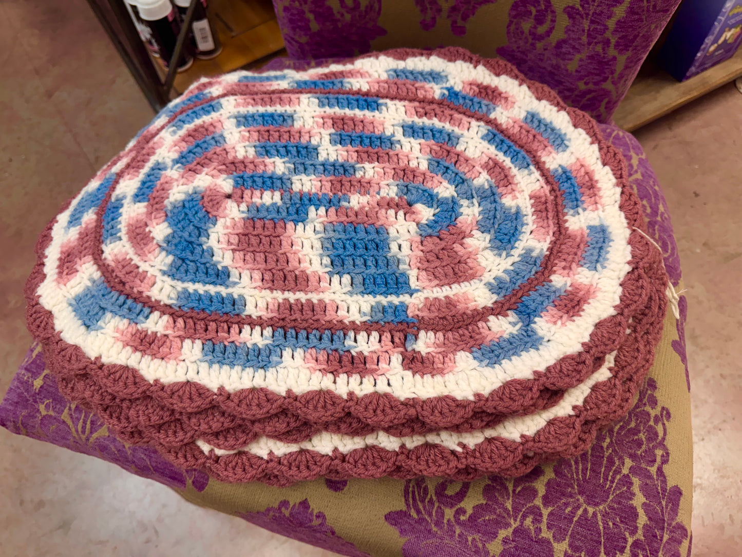 Vintage Handmade Crochet Place Mats (8)