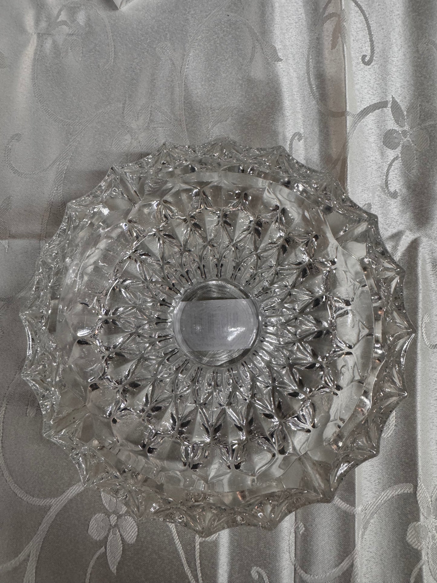 Mid Century Lead Crystal Cut Ashtray
