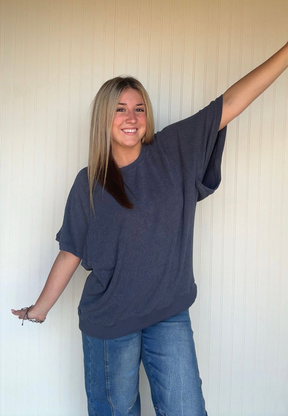 Hi-Low Crew Neck Top