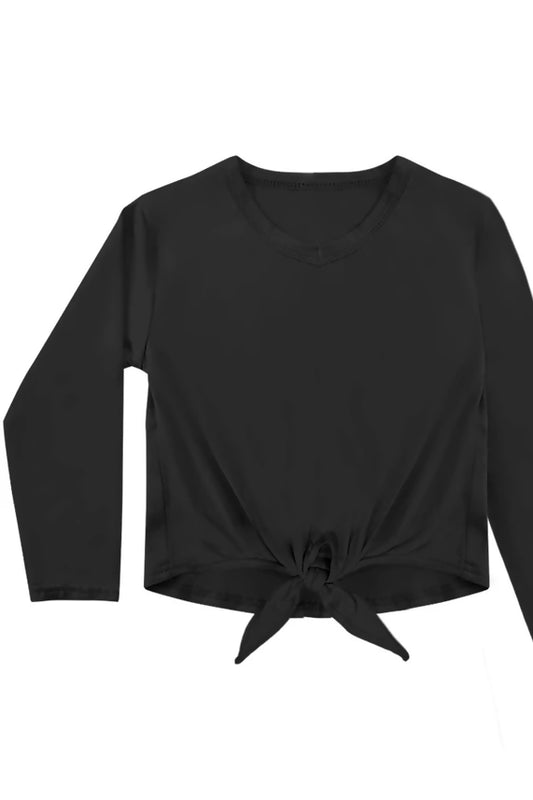 Black Sleeve Tee w/ Front Tie