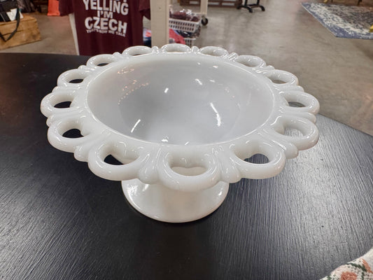 Anchor Hocking Mlk Glass Pedestal Compote
