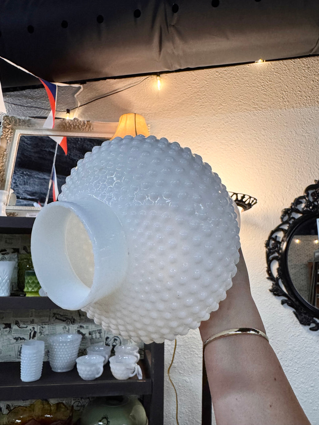 Hobnail Mlk Glass Hurricane Lamp Shade