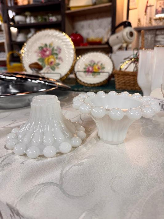 1950s Milk Glass Berwick Candlestick Holders