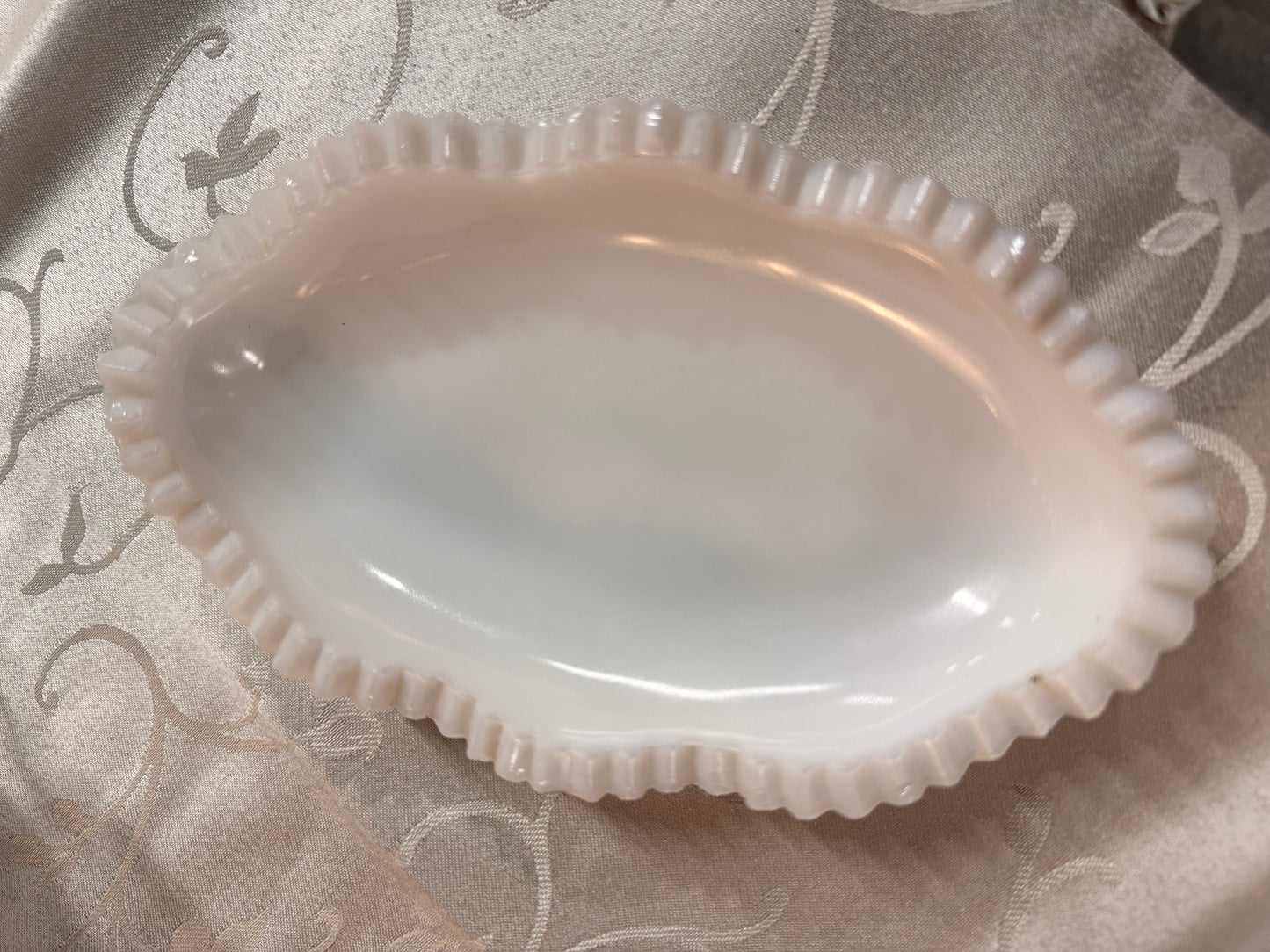Opaque Milk Glass Canoe-shaped Relish Dish
