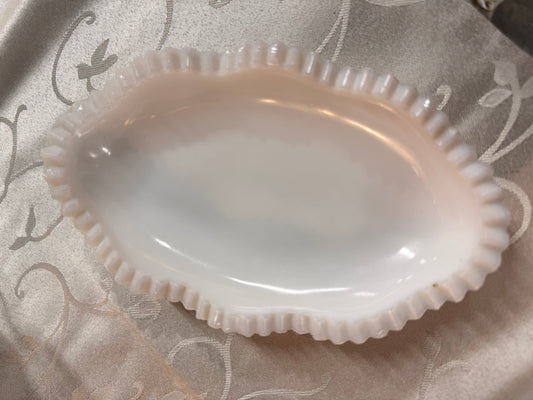 Opaque Milk Glass Canoe-shaped Relish Dish