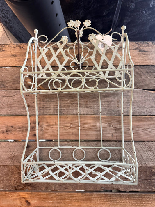 French Country 2-tier Wrought Iron Metal Shelf