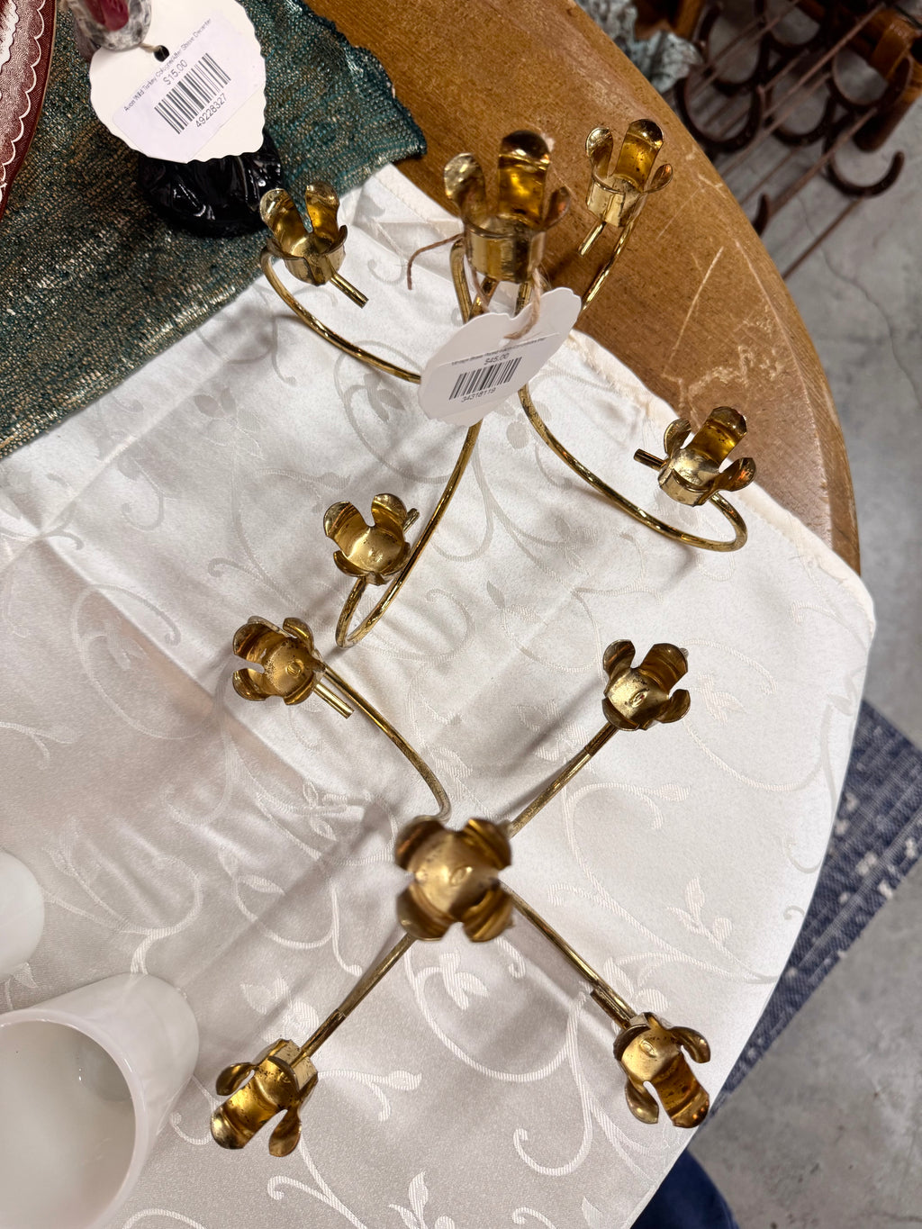Vintage Brass Plated 4-Arm Candelabra Pair