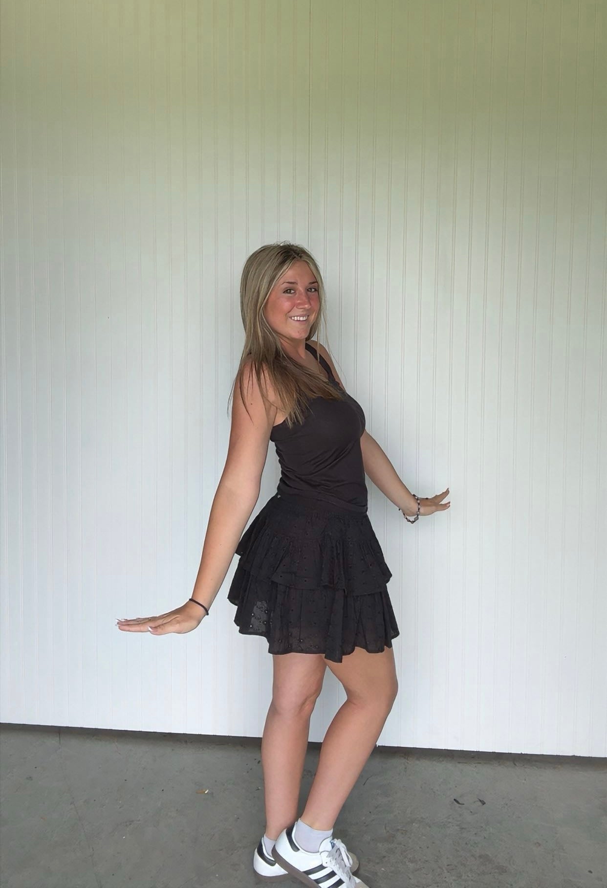 Eyelet Ruffle Skirt with shorts lining